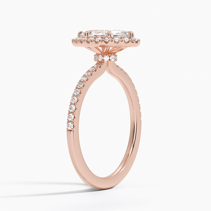 1.40 Karat Marquise Halo Tasarım Tektaş Laboratuvar Pırlanta Yüzük 18k -Luxora - Bold Diamonds