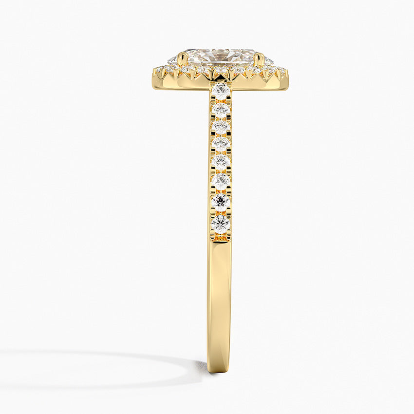 1.40 Karat Oval Halo Tasarım Tektaş Laboratuvar Pırlanta Yüzük 18k -Astrala - Bold Diamonds