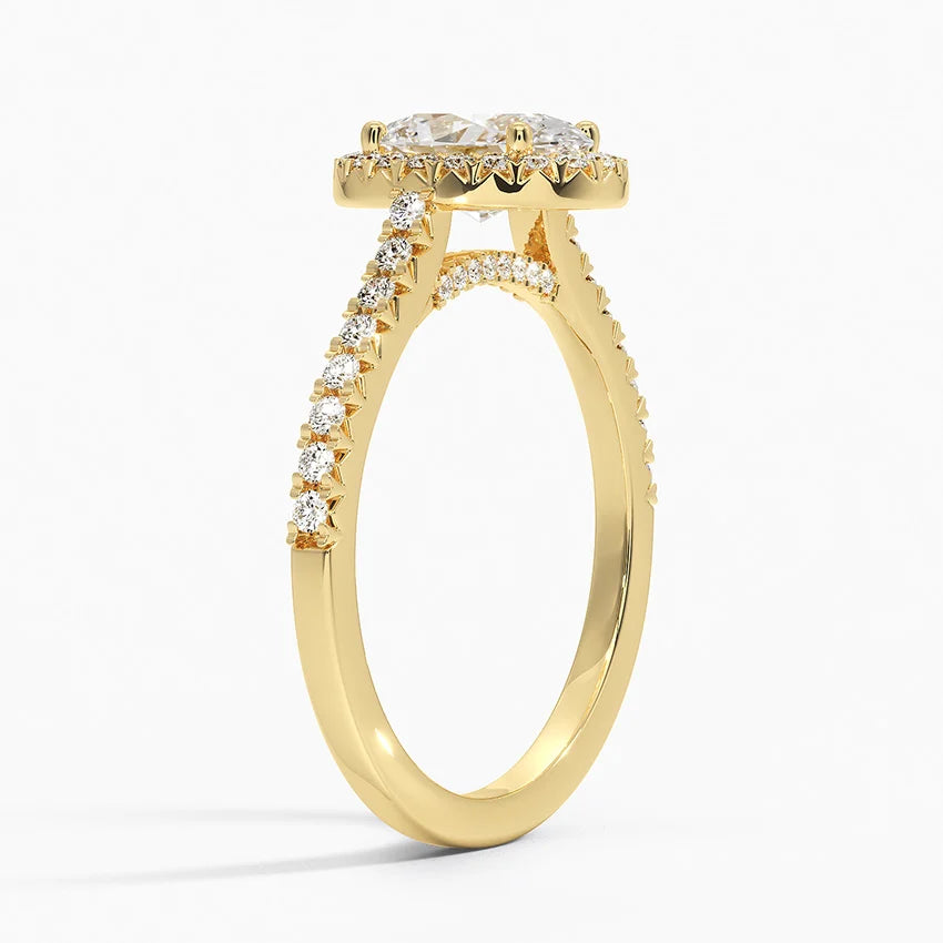 1.40 Karat Oval Halo Tasarım Tektaş Laboratuvar Pırlanta Yüzük 18k -Astrala - Bold Diamonds