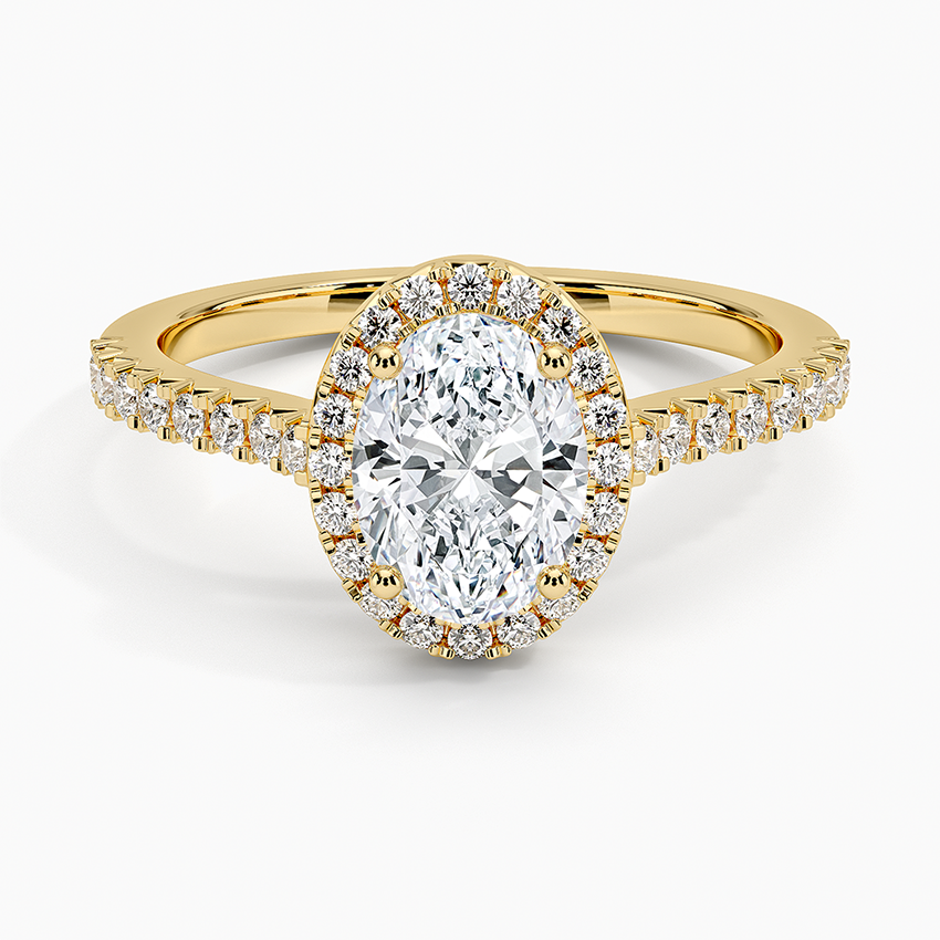 1.40 Karat Oval Halo Tasarım Tektaş Laboratuvar Pırlanta Yüzük 18k -Astrala - Bold Diamonds