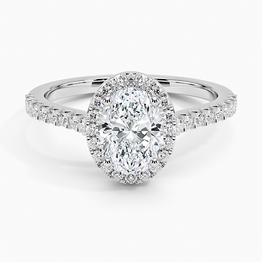 1.40 Karat Oval Halo Tasarım Tektaş Laboratuvar Pırlanta Yüzük 18k -Astrala - Bold Diamonds