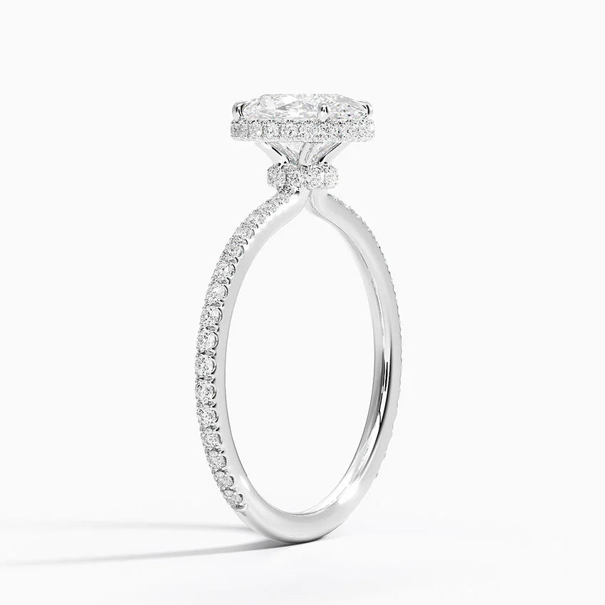 1,40 Karat Oval Halo Tasarım Tektaş Laboratuvar Pırlanta Yüzük 18K - Luminara - Bold Diamonds