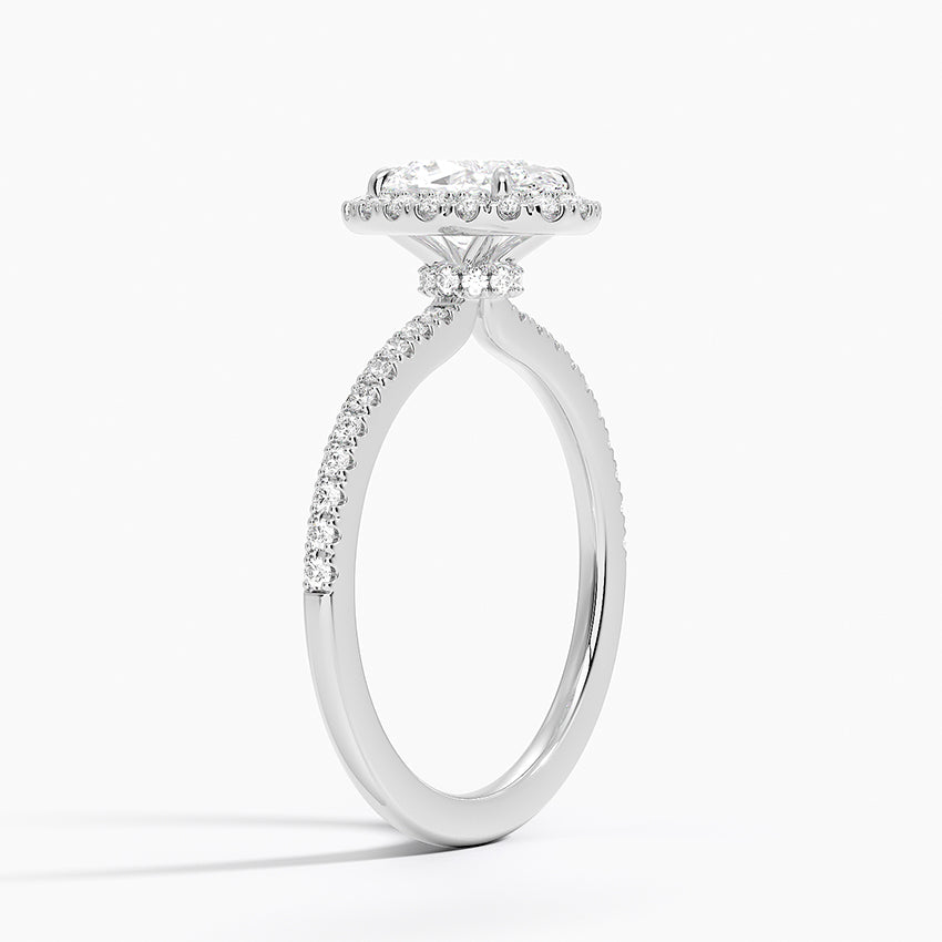 1.40 Karat Oval Halo Tasarım Tektaş Laboratuvar Pırlanta Yüzük 18k -Luxora - Bold Diamonds