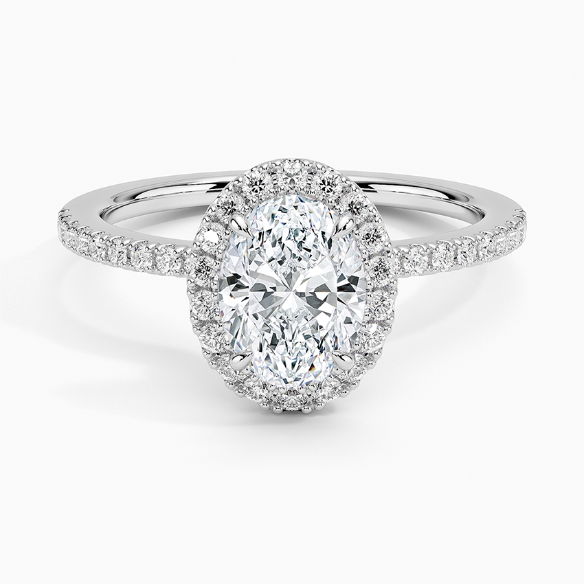 1.40 Karat Oval Halo Tasarım Tektaş Laboratuvar Pırlanta Yüzük 18k -Luxora - Bold Diamonds