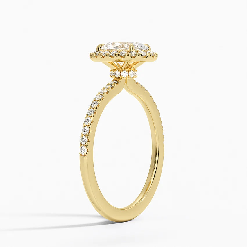 1.40 Karat Oval Halo Tasarım Tektaş Laboratuvar Pırlanta Yüzük 18k -Luxora - Bold Diamonds