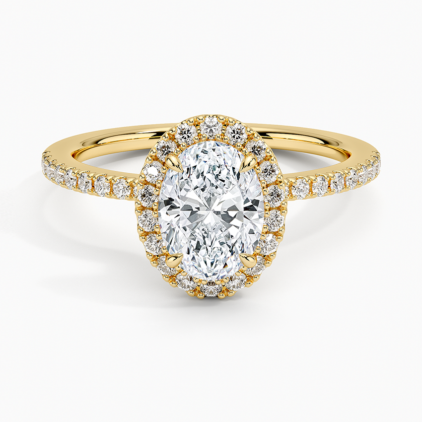 1.40 Karat Oval Halo Tasarım Tektaş Laboratuvar Pırlanta Yüzük 18k -Luxora - Bold Diamonds