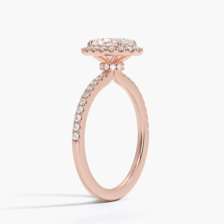 1.40 Karat Oval Halo Tasarım Tektaş Laboratuvar Pırlanta Yüzük 18k -Luxora - Bold Diamonds
