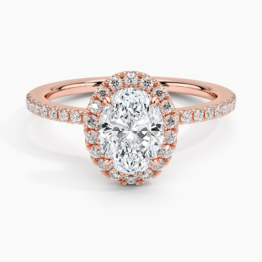 1.40 Karat Oval Halo Tasarım Tektaş Laboratuvar Pırlanta Yüzük 18k -Luxora - Bold Diamonds