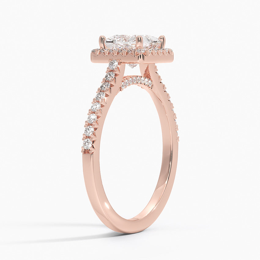1.40 Karat Prenses Halo Tasarım Tektaş Laboratuvar Pırlanta Yüzük 18k -Astrala - Bold Diamonds