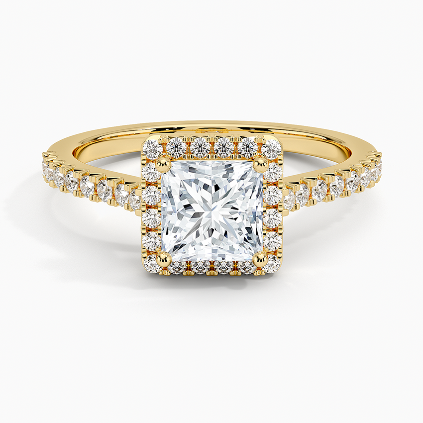 1.40 Karat Prenses Halo Tasarım Tektaş Laboratuvar Pırlanta Yüzük 18k -Astrala - Bold Diamonds