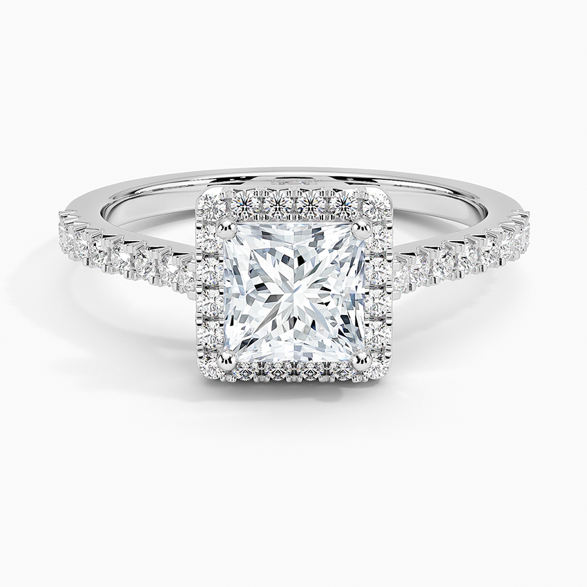 1.40 Karat Prenses Halo Tasarım Tektaş Laboratuvar Pırlanta Yüzük 18k -Astrala - Bold Diamonds