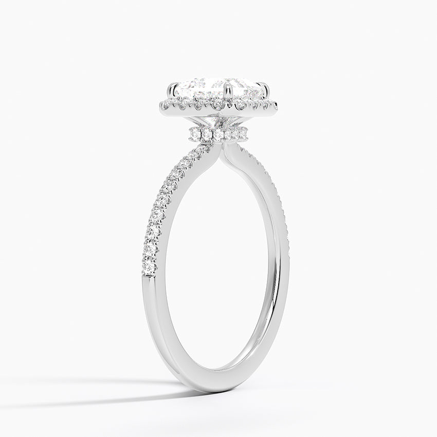 1.40 Karat Prenses Halo Tasarım Tektaş Laboratuvar Pırlanta Yüzük 18k -Luxora - Bold Diamonds