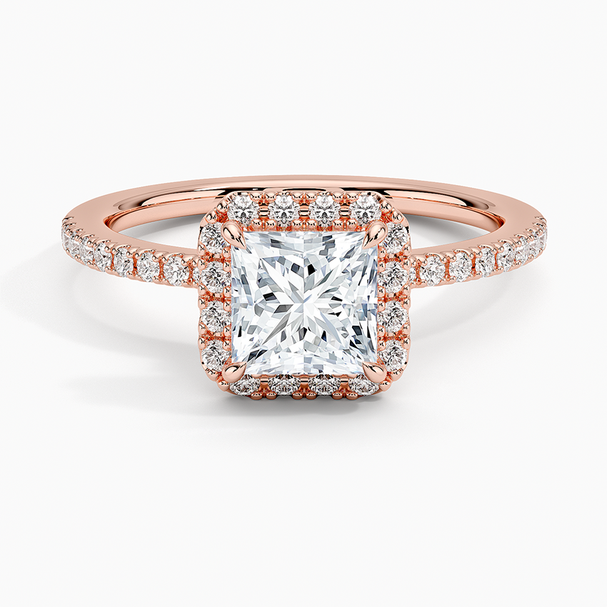 1.40 Karat Prenses Halo Tasarım Tektaş Laboratuvar Pırlanta Yüzük 18k -Luxora - Bold Diamonds