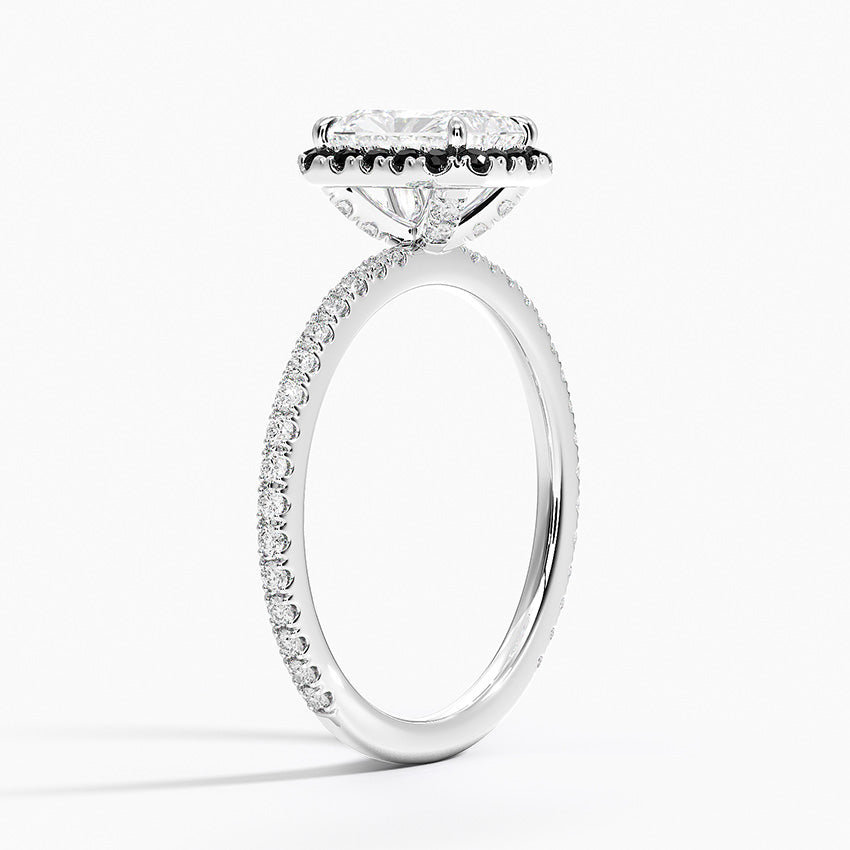1.40 Karat Radiant Halo Tasarım Tektaş Laboratuvar Pırlanta Yüzük 18k -Halora - Bold Diamonds