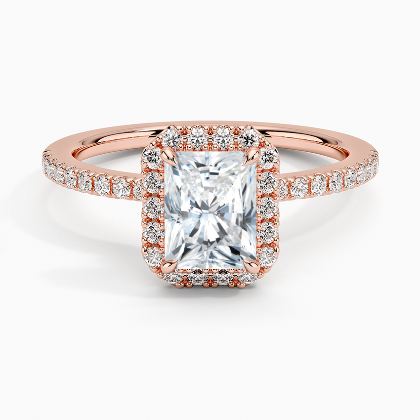 1.40 Karat Radiant Halo Tasarım Tektaş Laboratuvar Pırlanta Yüzük 18k -Luxora - Bold Diamonds