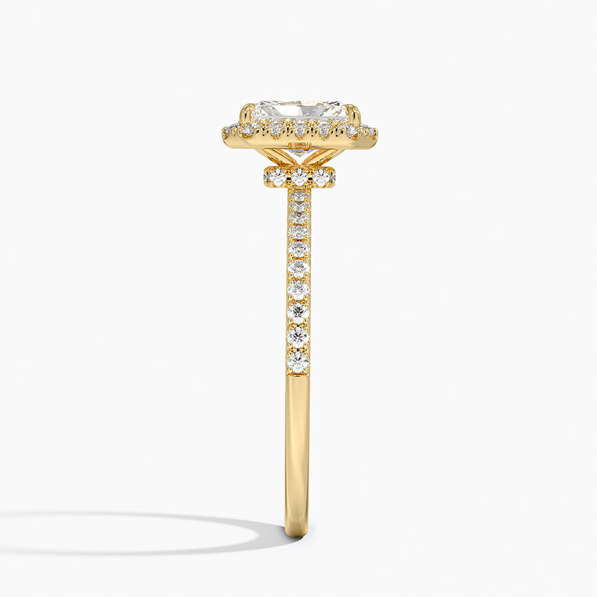 1.40 Karat Radiant Halo Tasarım Tektaş Laboratuvar Pırlanta Yüzük 18k -Luxora - Bold Diamonds