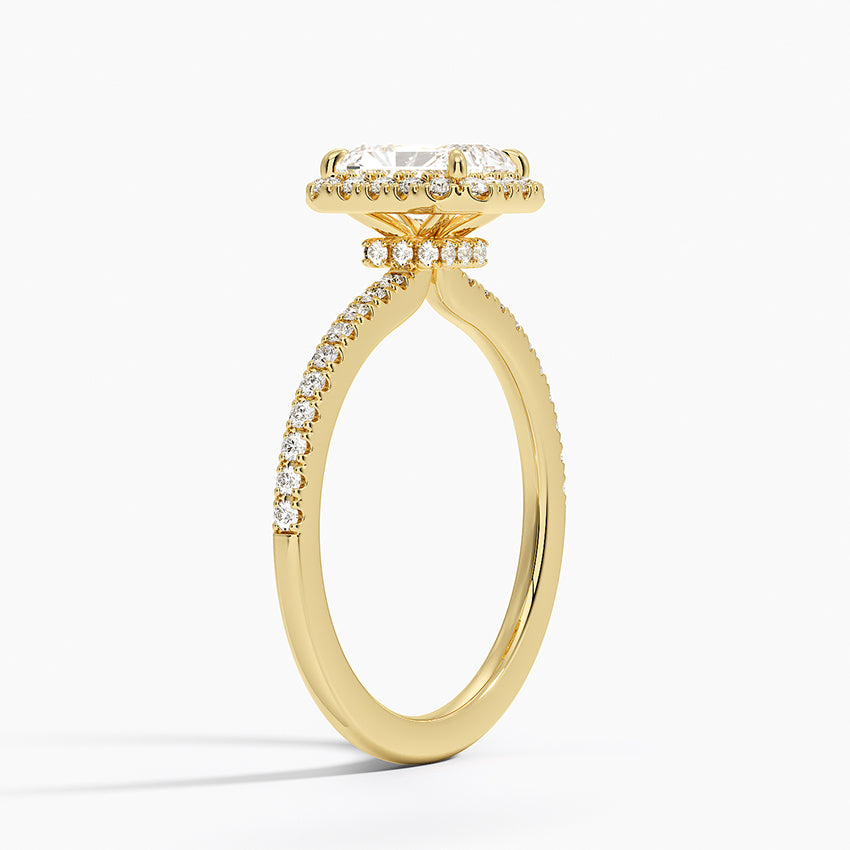 1.40 Karat Radiant Halo Tasarım Tektaş Laboratuvar Pırlanta Yüzük 18k -Luxora - Bold Diamonds