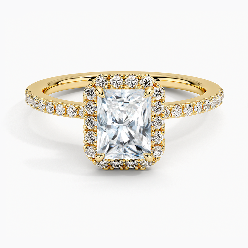 1.40 Karat Radiant Halo Tasarım Tektaş Laboratuvar Pırlanta Yüzük 18k -Luxora - Bold Diamonds