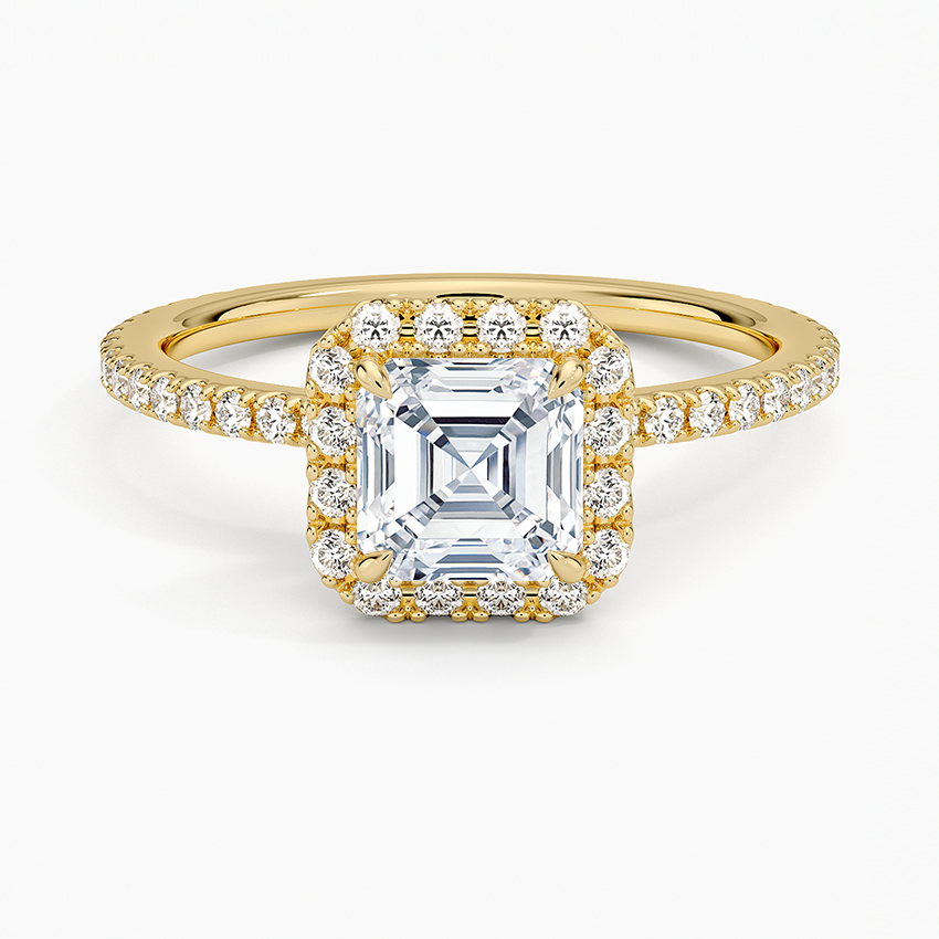 1,50 Karat Asscher Halo Tasarım Tektaş Laboratuvar Pırlanta Yüzük 18K - Celestia - Bold Diamonds