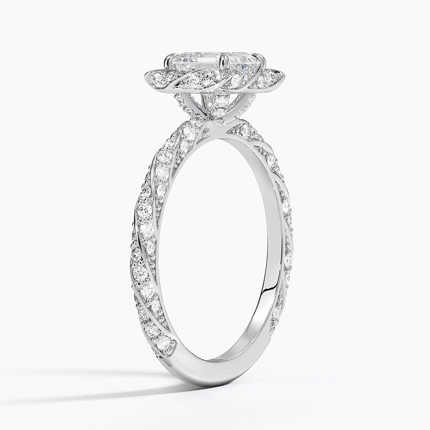 1.50 Karat Asscher Halo Tasarım Tektaş Laboratuvar Pırlanta Yüzük 18k -Elyra - Bold Diamonds
