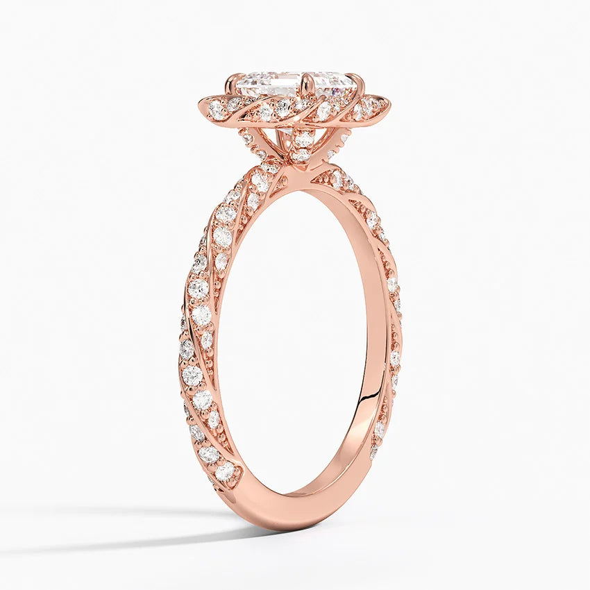 1.50 Karat Asscher Halo Tasarım Tektaş Laboratuvar Pırlanta Yüzük 18k -Elyra - Bold Diamonds