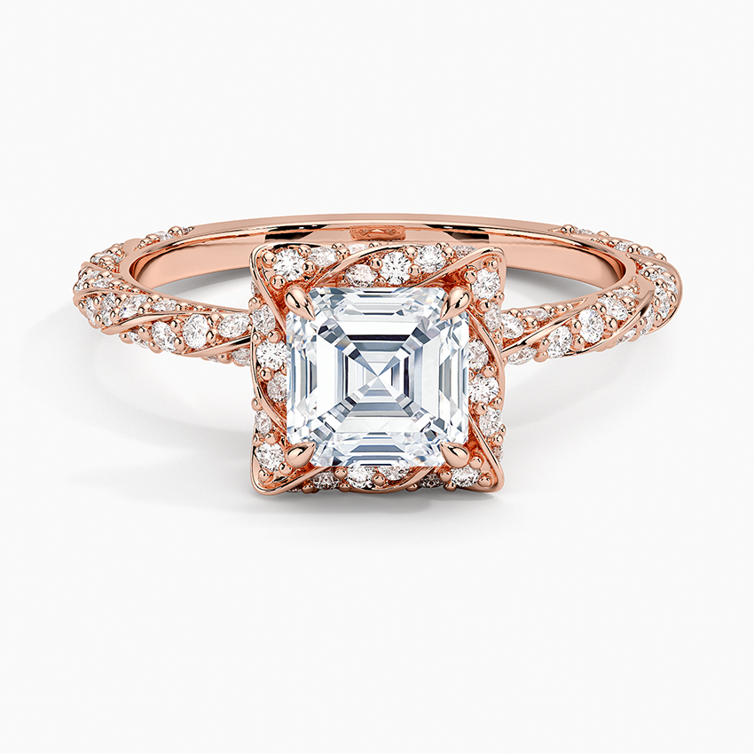 1.50 Karat Asscher Halo Tasarım Tektaş Laboratuvar Pırlanta Yüzük 18k -Elyra - Bold Diamonds