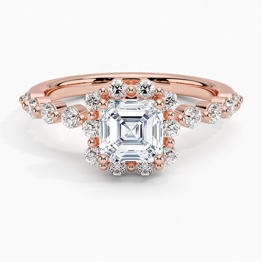 1.50 Karat Asscher Halo Tasarım Tektaş Laboratuvar Pırlanta Yüzük 18K -Mirara - Bold Diamonds