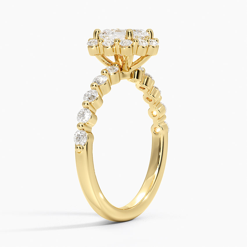 1.50 Karat Asscher Halo Tasarım Tektaş Laboratuvar Pırlanta Yüzük 18K -Mirara - Bold Diamonds