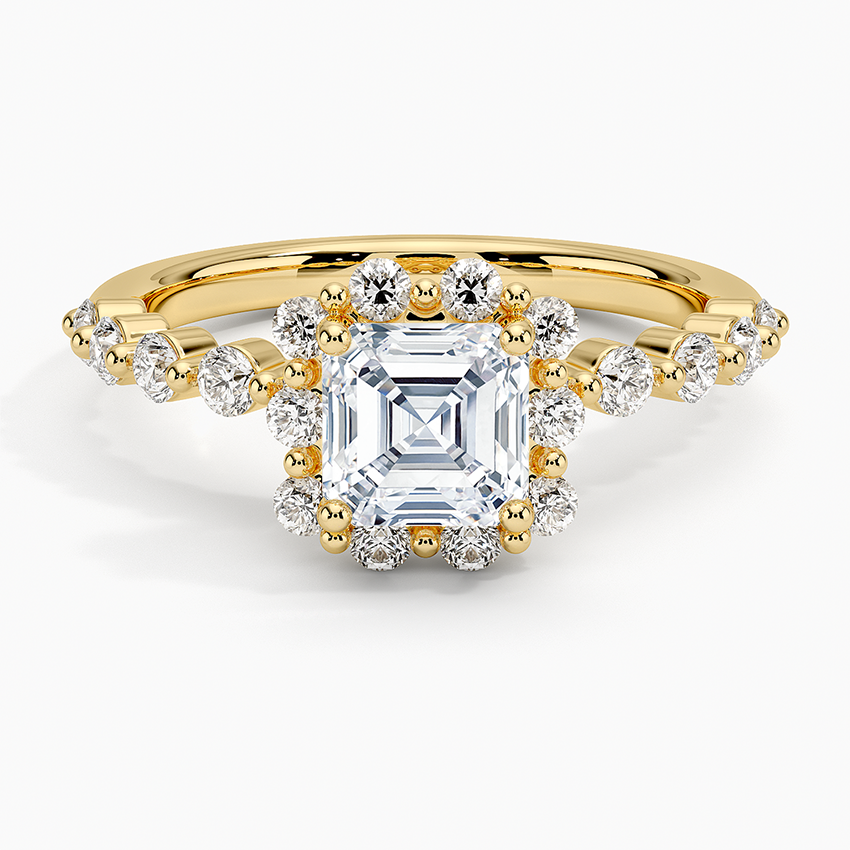 1.50 Karat Asscher Halo Tasarım Tektaş Laboratuvar Pırlanta Yüzük 18K -Mirara - Bold Diamonds
