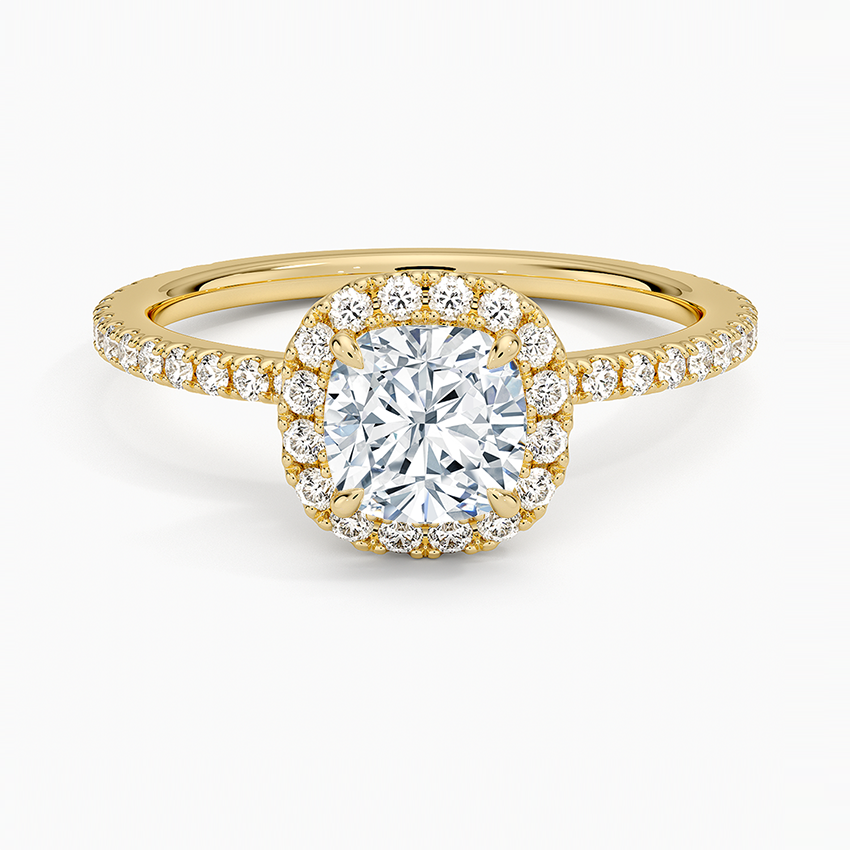 1,50 Karat Cushion Halo Tasarım Tektaş Laboratuvar Pırlanta Yüzük 18K -Celestia - Bold Diamonds
