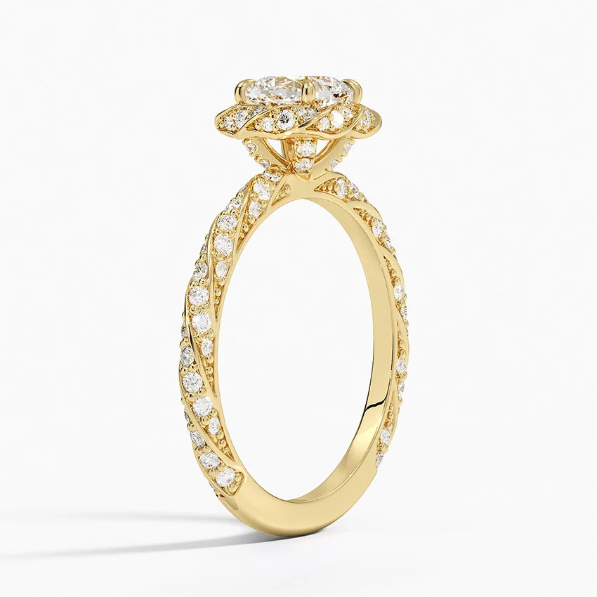 1.50 Karat Cushion Halo Tasarım Tektaş Laboratuvar Pırlanta Yüzük 18k -Elyra - Bold Diamonds