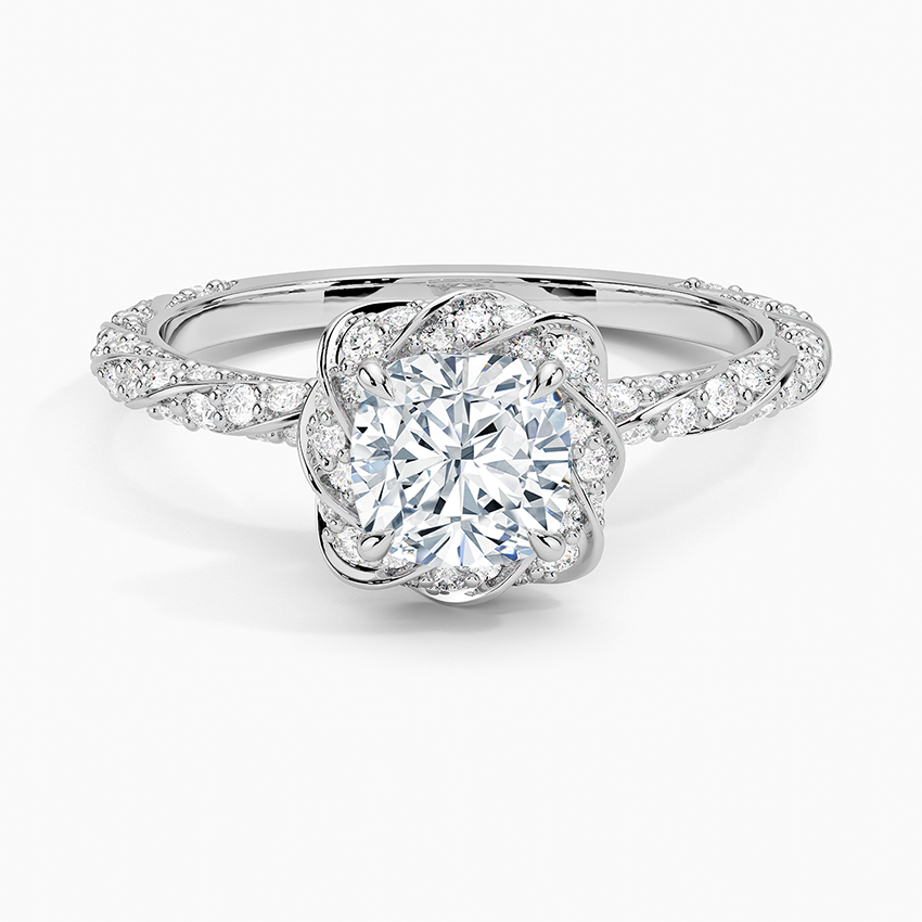 1.50 Karat Cushion Halo Tasarım Tektaş Laboratuvar Pırlanta Yüzük 18k -Elyra - Bold Diamonds