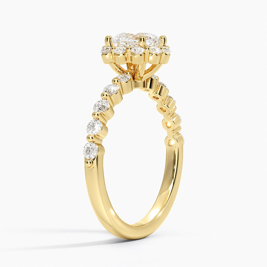 1.50 Karat Cushion Halo Tasarım Tektaş Laboratuvar Pırlanta Yüzük 18K -Mirara - Bold Diamonds