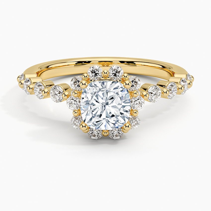 1.50 Karat Cushion Halo Tasarım Tektaş Laboratuvar Pırlanta Yüzük 18K -Mirara - Bold Diamonds