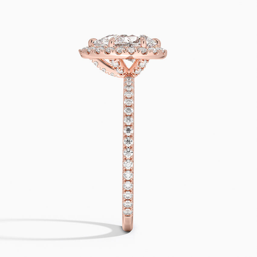 1,50 Karat Damla Halo Tasarım Tektaş Laboratuvar Pırlanta Yüzük 18K - Celestia - Bold Diamonds