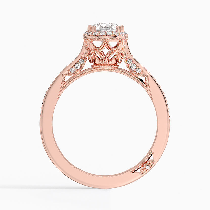 1.50 Karat Damla Halo Tasarım Tektaş Laboratuvar Pırlanta Yüzük 18K -Clarella - Bold Diamonds