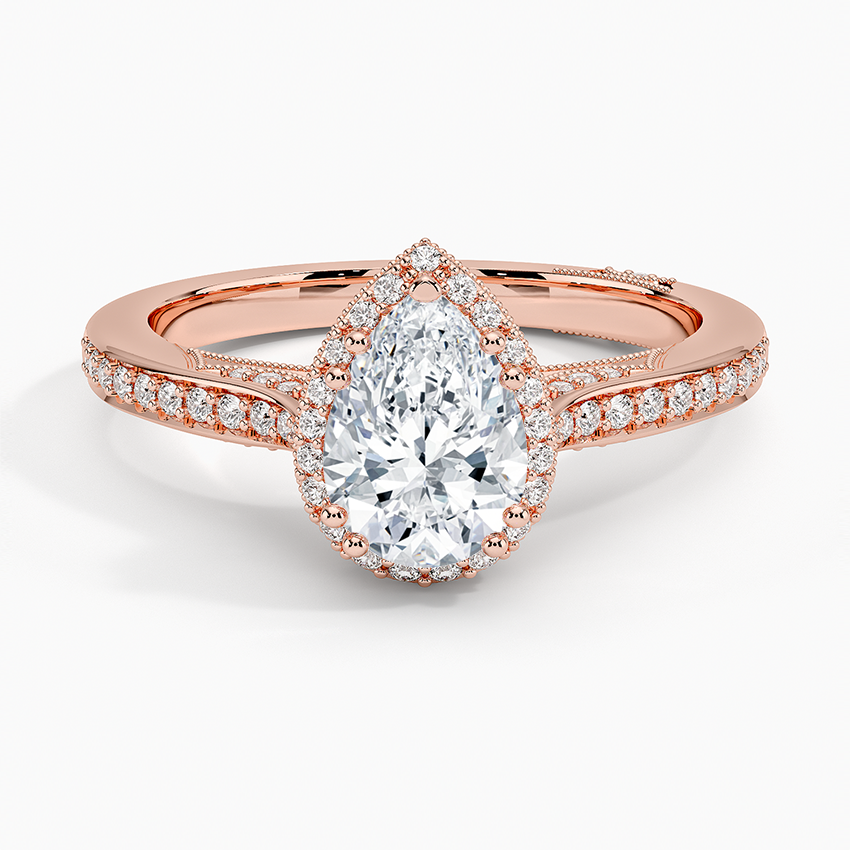1.50 Karat Damla Halo Tasarım Tektaş Laboratuvar Pırlanta Yüzük 18K -Clarella - Bold Diamonds