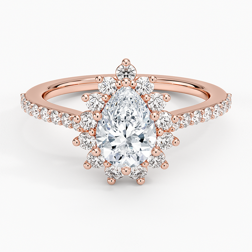1,50 Karat Damla Halo Tasarım Tektaş Laboratuvar Pırlanta Yüzük 18K-Seraphina - Bold Diamonds