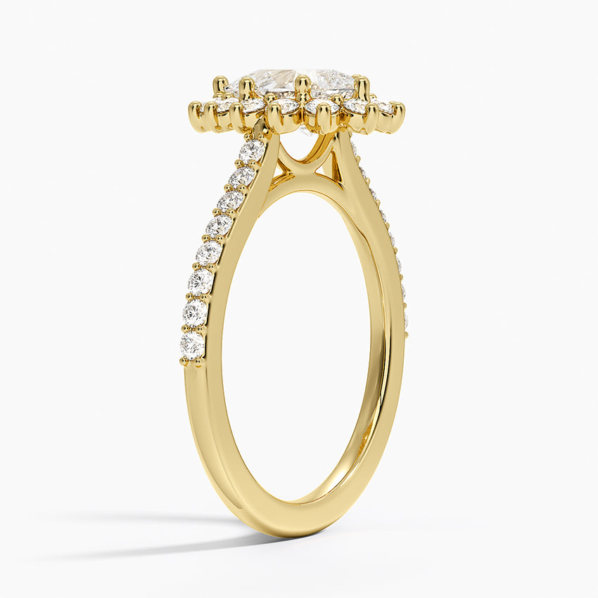 1,50 Karat Damla Halo Tasarım Tektaş Laboratuvar Pırlanta Yüzük 18K-Seraphina - Bold Diamonds