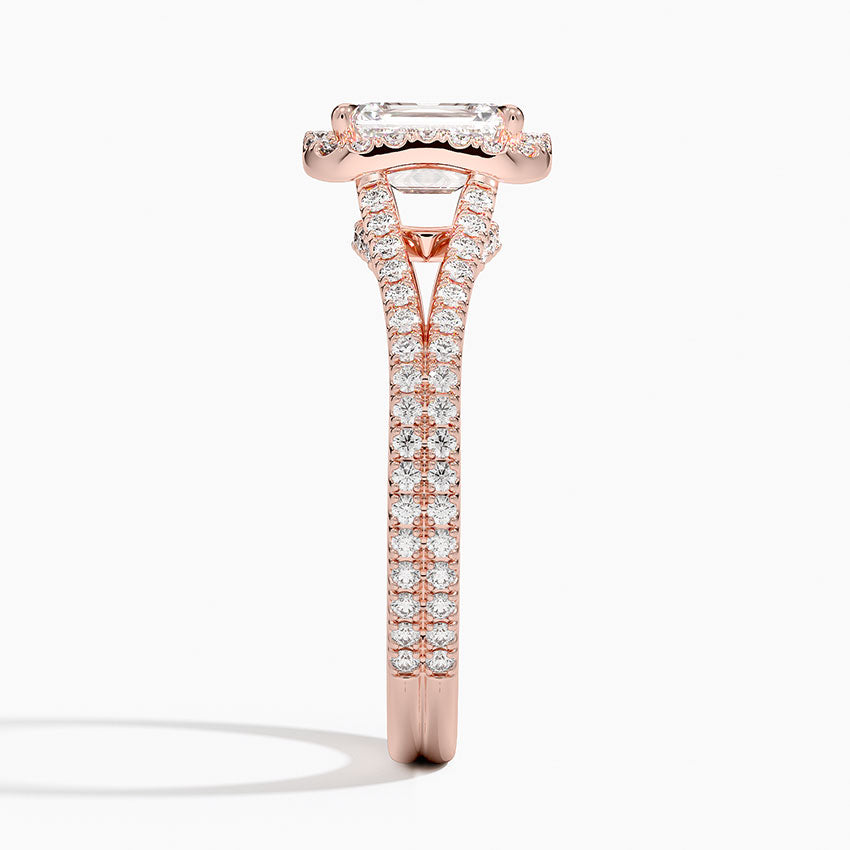 1,50 Karat Emerald Halo Tasarım Tektaş Laboratuvar Pırlanta Yüzük 18K - Aurelia - Bold Diamonds
