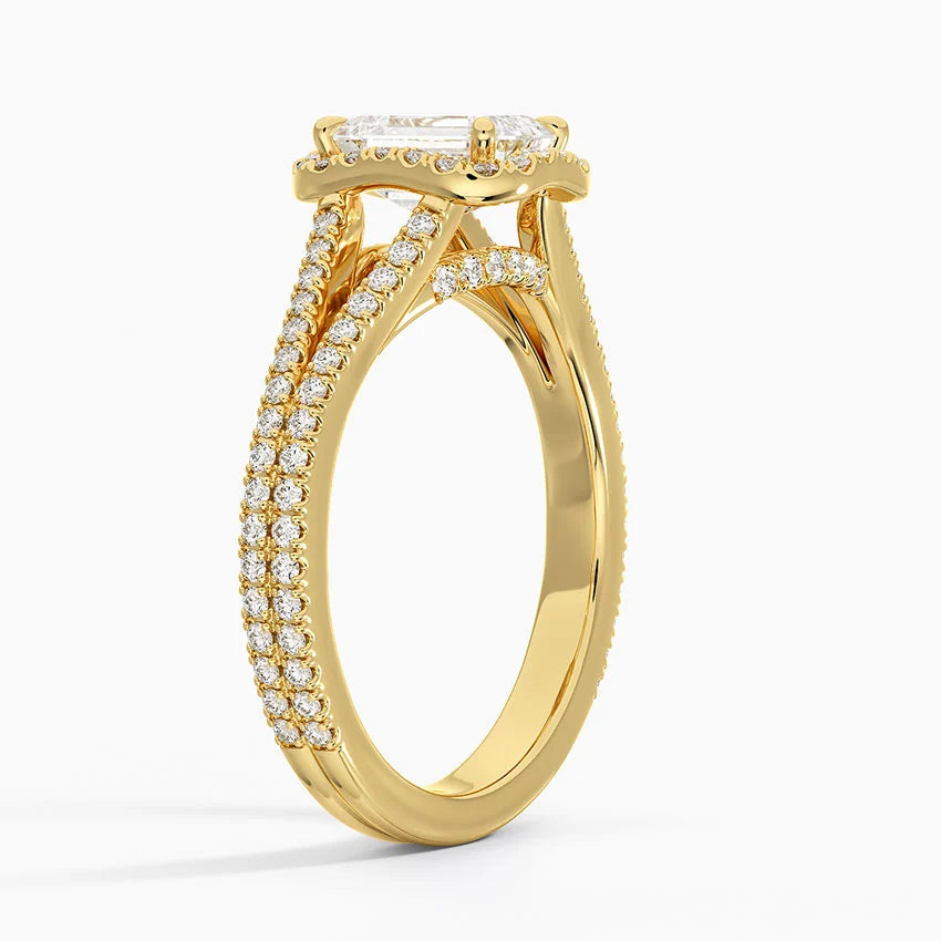 1,50 Karat Emerald Halo Tasarım Tektaş Laboratuvar Pırlanta Yüzük 18K - Aurelia - Bold Diamonds
