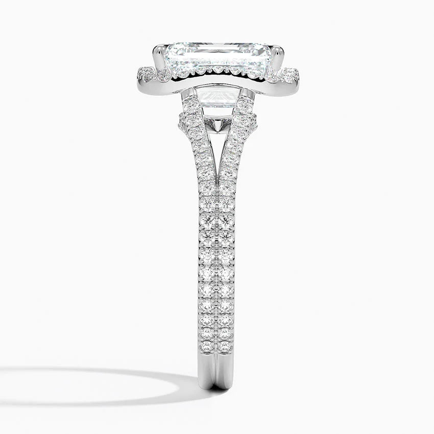 1,50 Karat Emerald Halo Tasarım Tektaş Laboratuvar Pırlanta Yüzük 18K - Aurelia - Bold Diamonds