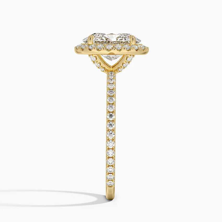 1,50 Karat Emerald Halo Tasarım Tektaş Laboratuvar Pırlanta Yüzük 18K -Celestia - Bold Diamonds