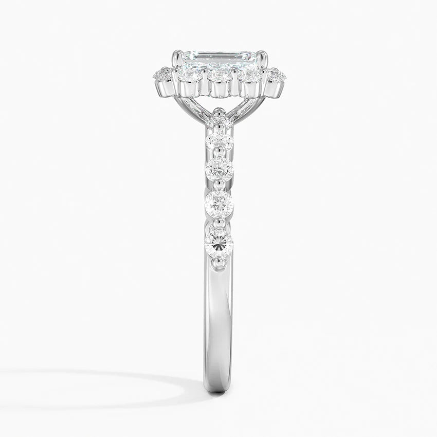 1.50 Karat Emerald Halo Tasarım Tektaş Laboratuvar Pırlanta Yüzük 18K -Mirara - Bold Diamonds