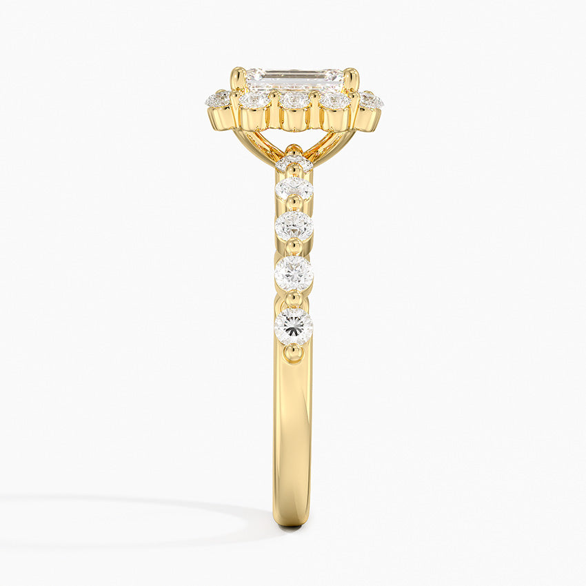 1.50 Karat Emerald Halo Tasarım Tektaş Laboratuvar Pırlanta Yüzük 18K -Mirara - Bold Diamonds