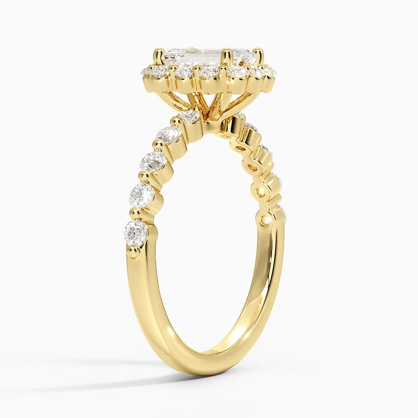 1.50 Karat Emerald Halo Tasarım Tektaş Laboratuvar Pırlanta Yüzük 18K -Mirara - Bold Diamonds