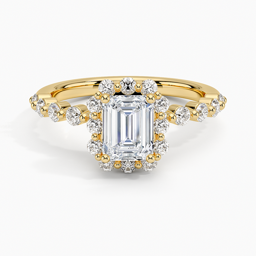 1.50 Karat Emerald Halo Tasarım Tektaş Laboratuvar Pırlanta Yüzük 18K -Mirara - Bold Diamonds