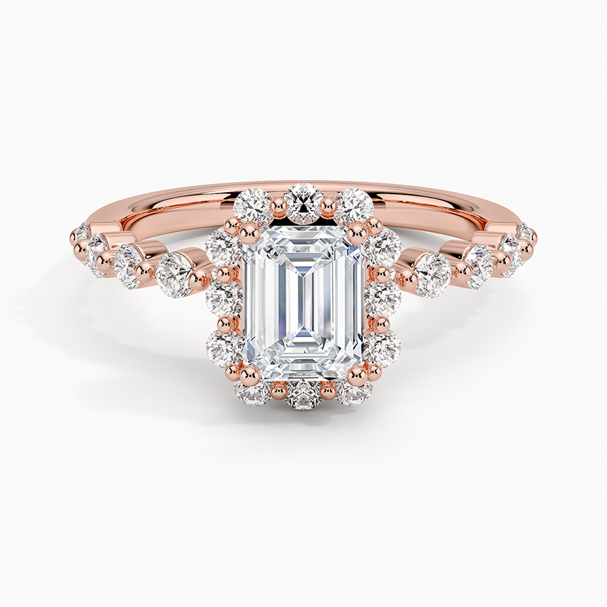 1.50 Karat Emerald Halo Tasarım Tektaş Laboratuvar Pırlanta Yüzük 18K -Mirara - Bold Diamonds