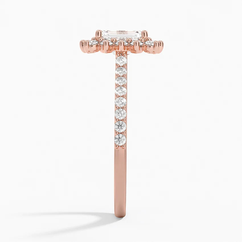 1,50 Karat Emerald Halo Tasarım Tektaş Laboratuvar Pırlanta Yüzük 18K -Seraphina - Bold Diamonds