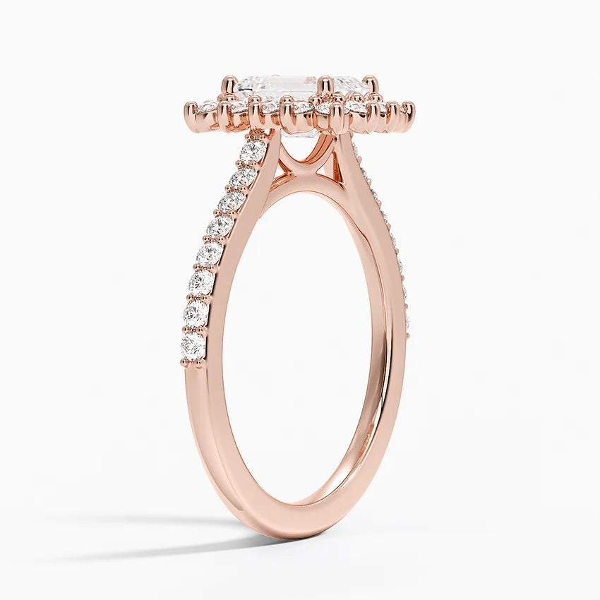 1,50 Karat Emerald Halo Tasarım Tektaş Laboratuvar Pırlanta Yüzük 18K -Seraphina - Bold Diamonds